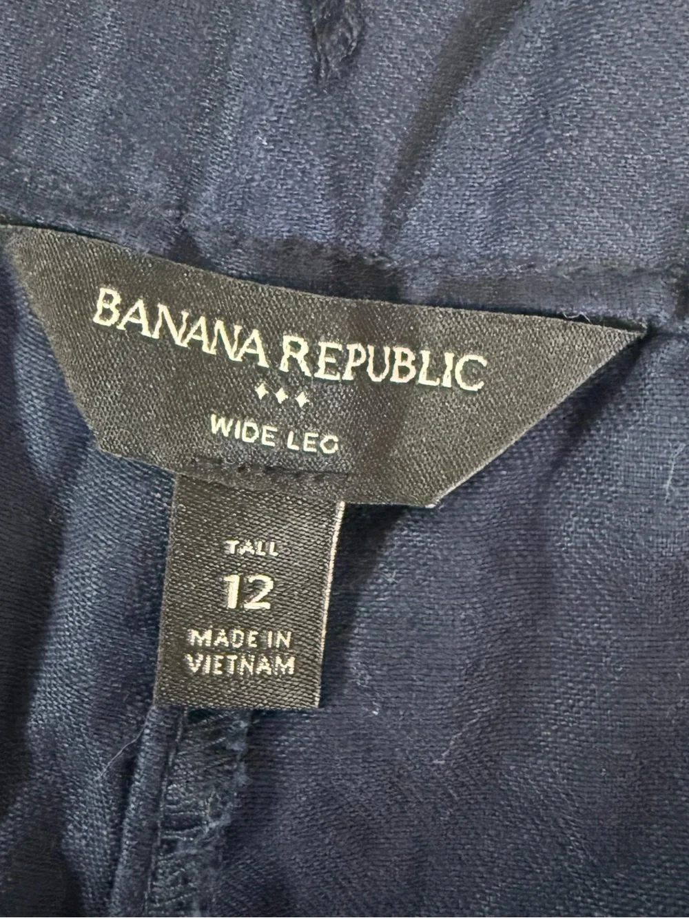 Banana Republic Linen Cotton Wide Leg Pants Navy 12 Tall High Rise